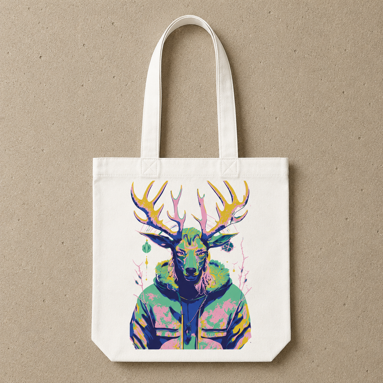 Tote bag met Grafisch hert