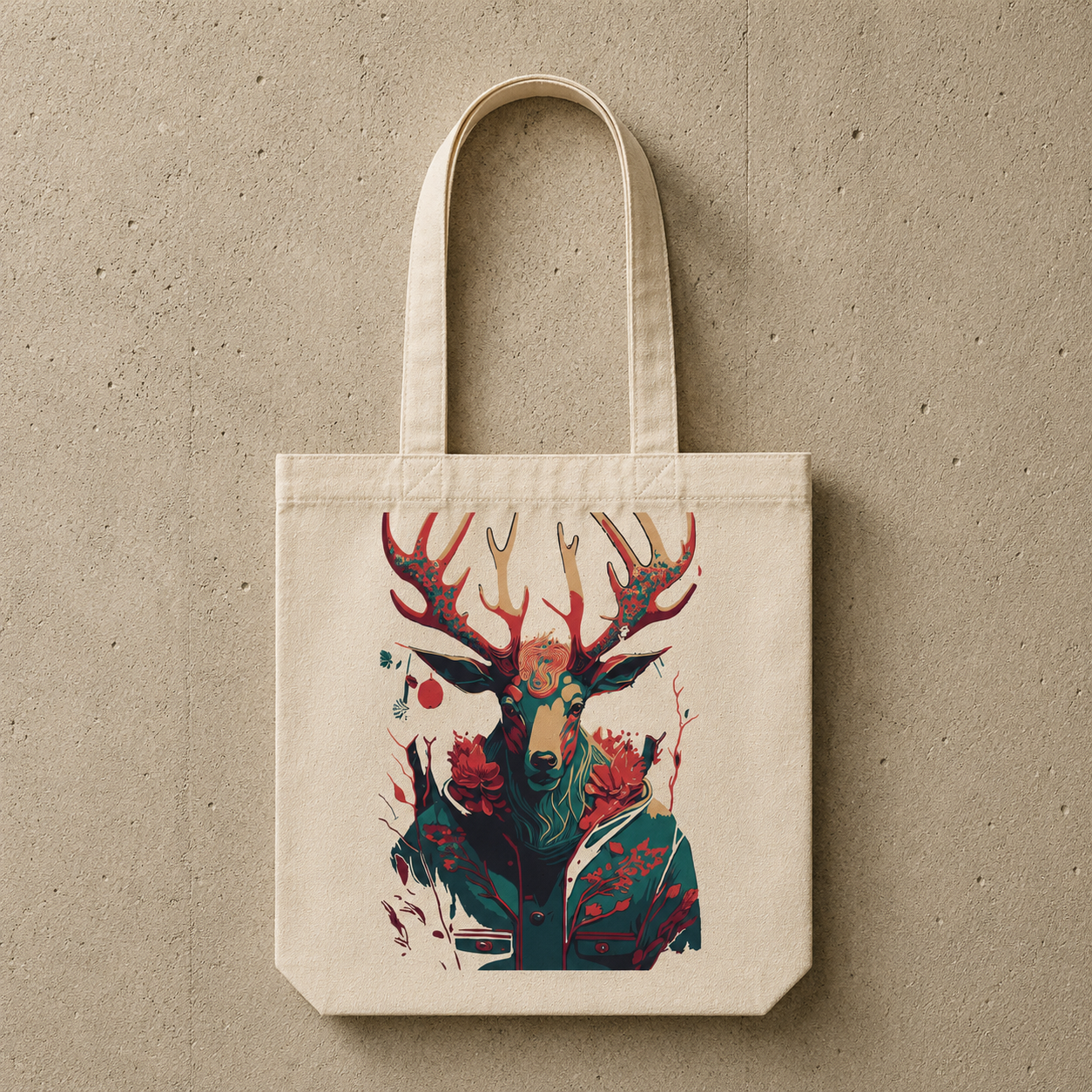 Flower Deer Tote Bag
