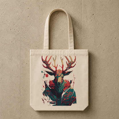Flower Deer Tote Bag