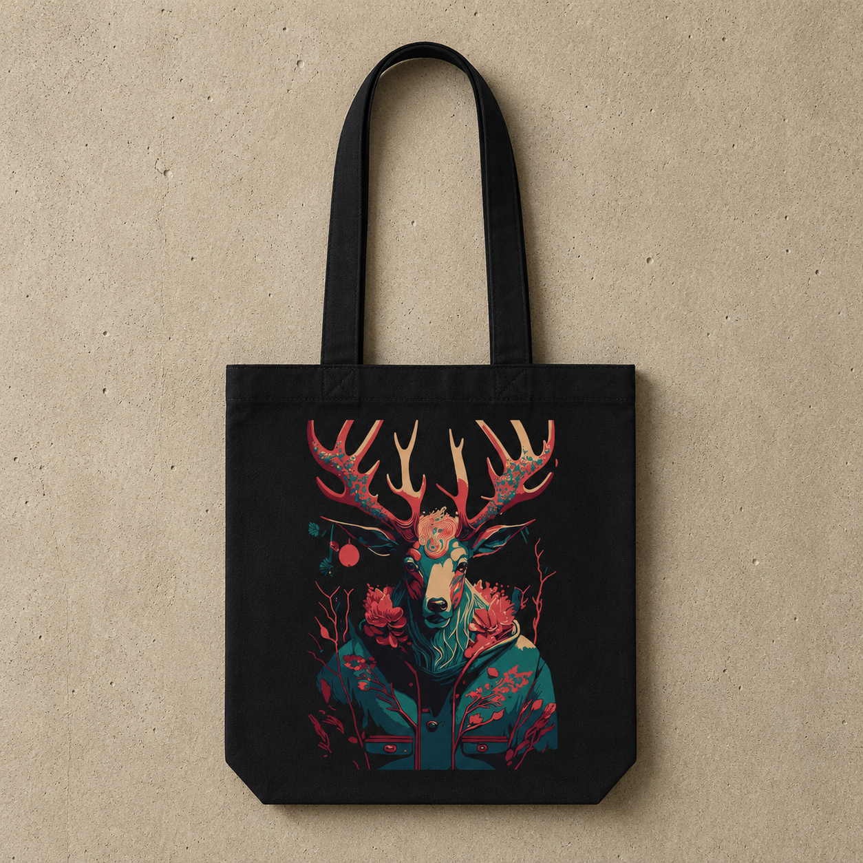Flower Deer Tote Bag