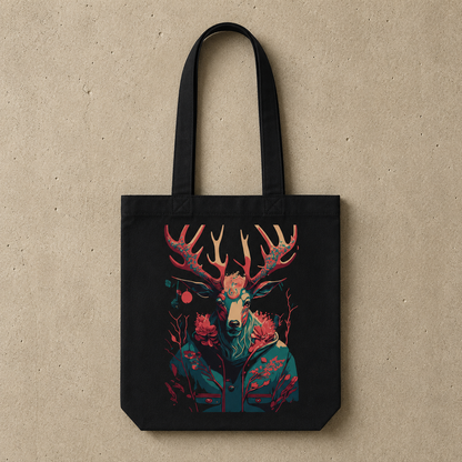 Flower Deer Tote Bag