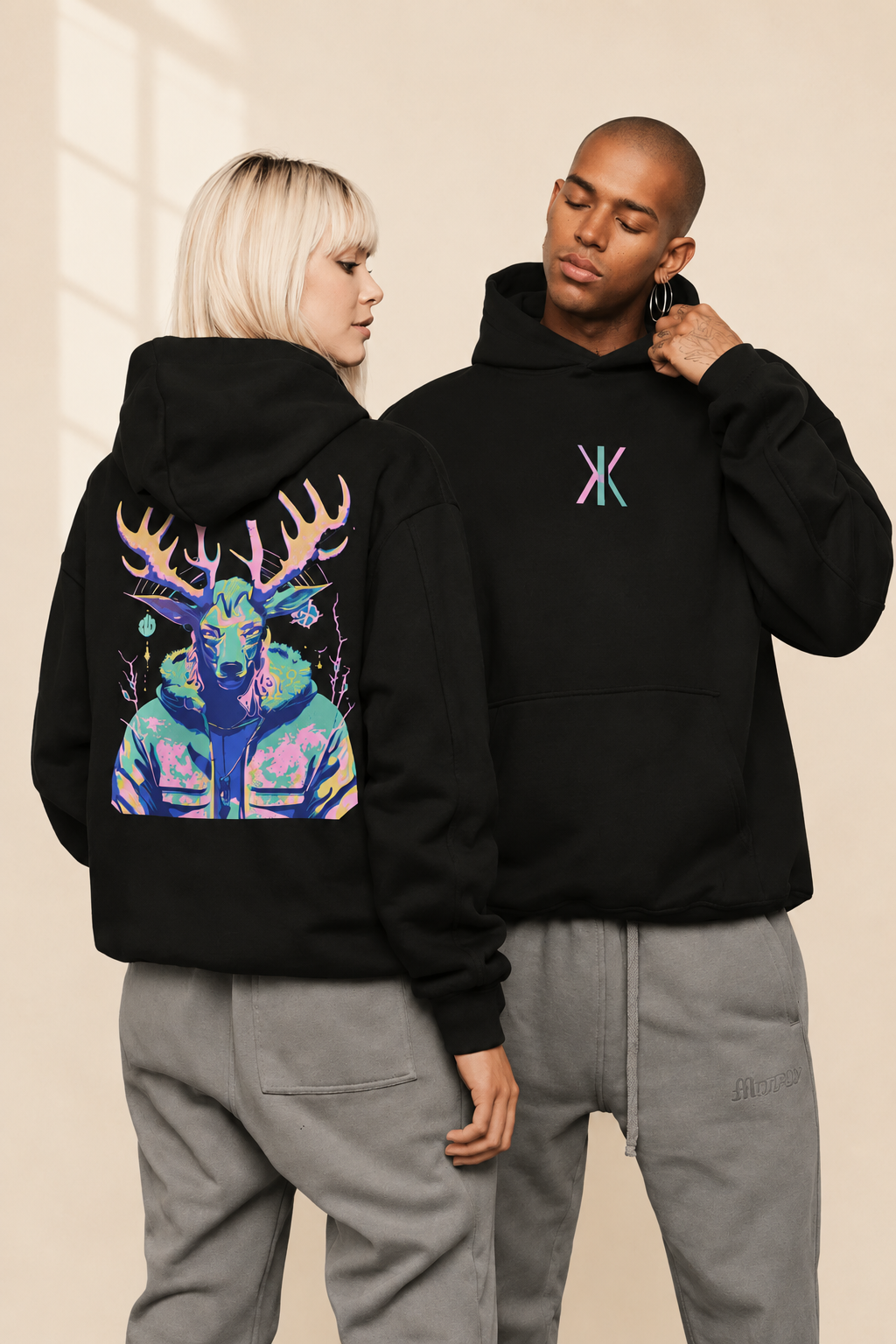Electric Deer Graphic Hoodie