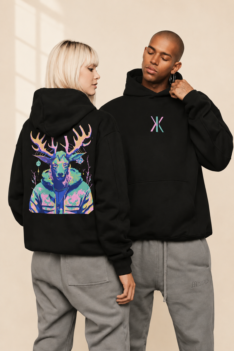 Electric Deer Graphic Hoodie